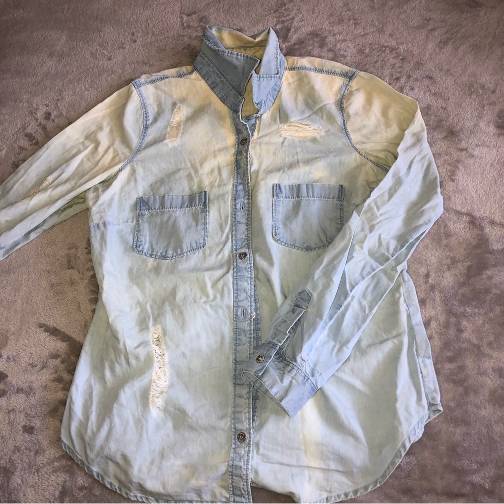 Guess ripped button down shirt/ top, long sleeve shirt